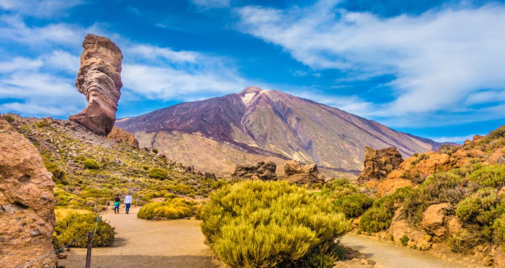 Pico del Teide with famous Roque Cinchado rock formation, Tenerife, Canary Islands, Spain