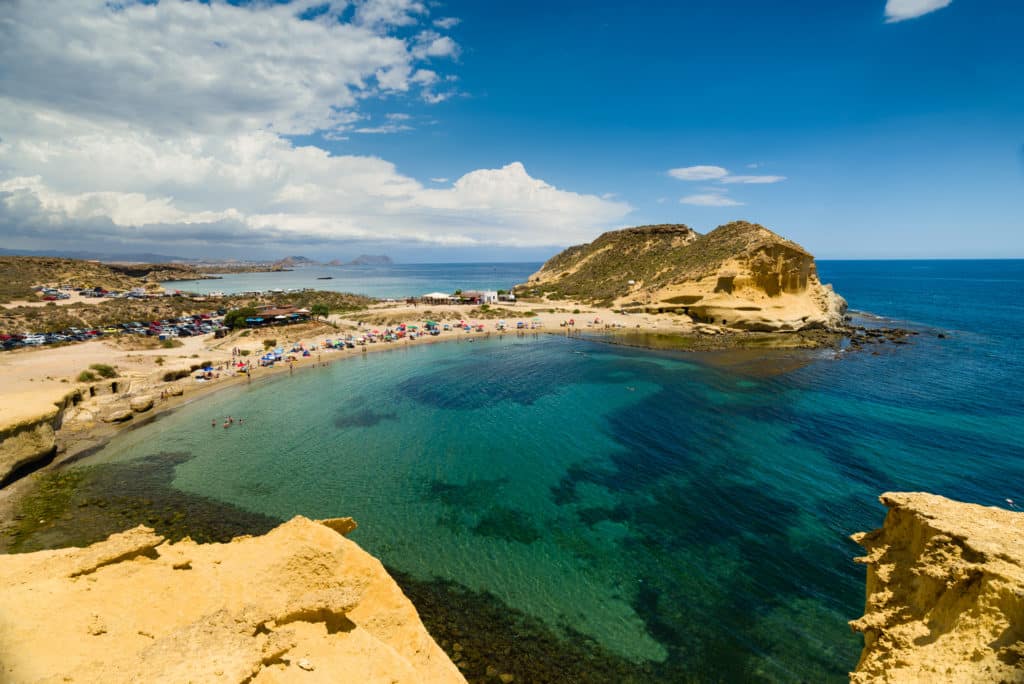 Cocedores beach in Murcia near Aguilas at Mediterranean sea of spain