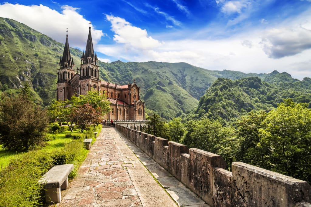 Basilica of Our Lady of Battles, Covadonga, Asturias, Spain. Picos de Europa