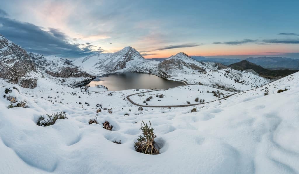 Nevada en los Lagos de Covadonga