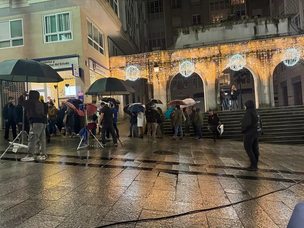 Exterior de la administración nº14 de Vigo, una de las localizaciones del anuncio de la lotería de Navidad. Por Sara