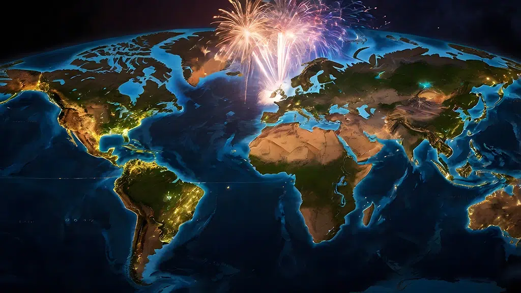 Celebración de Fin de Año en diferentes partes del mundo. Por Glittering Humanity