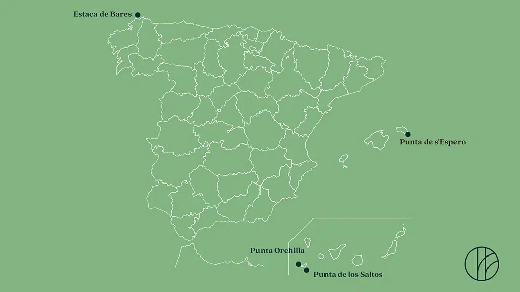 Mapa extremos de España