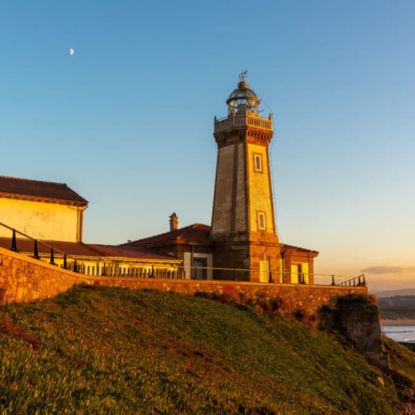 Lighthouse of San Juan de Nieva, Aviles in Asturias, Spain